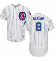 Men's Majestic Chicago Cubs #8 Andre Dawson White Home Flex Base Authentic Collection MLB Jersey