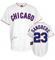 Men's Mitchell and Ness Chicago Cubs #23 Ryne Sandberg Replica White 1988 Throwback MLB Jersey