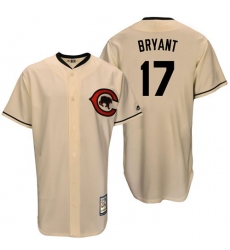 Men's Majestic Chicago Cubs #17 Kris Bryant Authentic Cream Cooperstown Throwback MLB Jersey