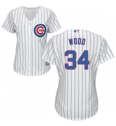 Women's Majestic Chicago Cubs #34 Kerry Wood Authentic White Home Cool Base MLB Jersey
