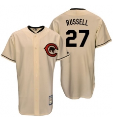 Men's Majestic Chicago Cubs #27 Addison Russell Authentic Cream Cooperstown Throwback MLB Jersey