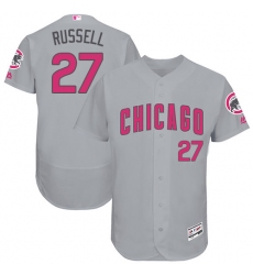 Men's Majestic Chicago Cubs #27 Addison Russell Grey Mother's Day Flexbase Authentic Collection MLB Jersey