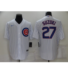 Men's Nike Chicago Cubs #27 Addison Russell White Home Flex Base Authentic Collection Jersey