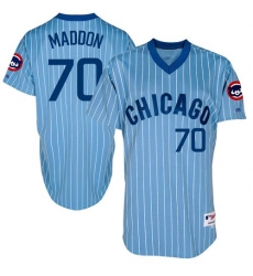 Men's Majestic Chicago Cubs #70 Joe Maddon Authentic Blue Cooperstown Throwback MLB Jersey