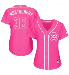 Women's Majestic Chicago Cubs #38 Mike Montgomery Authentic Pink Fashion MLB Jersey