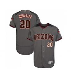 Men's Arizona Diamondbacks #20 Luis Gonzalez Grey Road Authentic Collection Flex Base Baseball Jersey