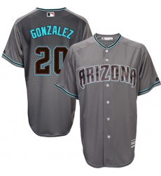 Men's Majestic Arizona Diamondbacks #20 Luis Gonzalez Replica Gray/Turquoise Cool Base MLB Jersey