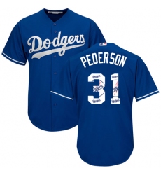 Men's Majestic Los Angeles Dodgers #31 Joc Pederson Authentic Royal Blue Team Logo Fashion Cool Base MLB Jersey