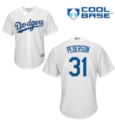 Men's Majestic Los Angeles Dodgers #31 Joc Pederson Replica White Home Cool Base MLB Jersey