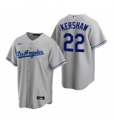Men's Nike Los Angeles Dodgers #22 Clayton Kershaw Gray Road Stitched Baseball Jersey