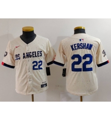 Youth Los Angeles Dodgers #22 Clayton Kershaw Number Cream 2024 City Connect Limited Stitched Jerseys