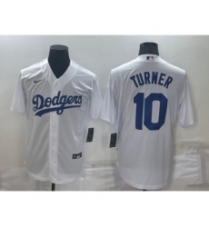 Men's Los Angeles Dodgers #10 Justin Turner White Stitched MLB Cool Base Nike Jersey