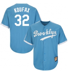 Men's Mitchell and Ness Los Angeles Dodgers #32 Sandy Koufax Authentic Light Blue Throwback MLB Jersey