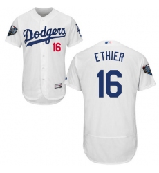Men's Majestic Los Angeles Dodgers #16 Andre Ethier White Home Flex Base Authentic Collection 2018 World Series MLB Jersey