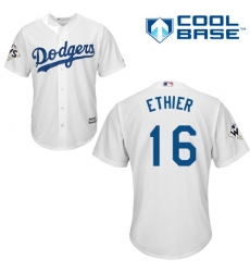 Youth Majestic Los Angeles Dodgers #16 Andre Ethier Authentic White Home 2017 World Series Bound Cool Base MLB Jersey