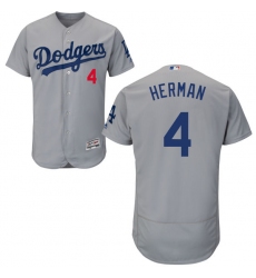 Men's Majestic Los Angeles Dodgers #4 Babe Herman Gray Alternate Road Flexbase Authentic Collection MLB Jersey