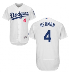 Men's Majestic Los Angeles Dodgers #4 Babe Herman White Home Flex Base Authentic Collection MLB Jersey
