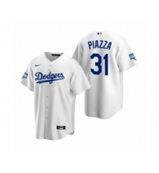 Men's Los Angeles Dodgers #31 Mike Piazza White 2020 World Series Champions Replica Jersey