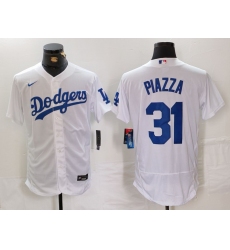 Men's Los Angeles Dodgers #31 Mike Piazza White Flex Base Stitched Baseball Jersey