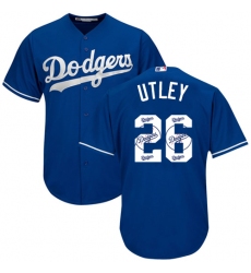 Men's Majestic Los Angeles Dodgers #26 Chase Utley Authentic Royal Blue Team Logo Fashion Cool Base MLB Jersey