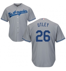 Men's Majestic Los Angeles Dodgers #26 Chase Utley Replica Grey Road Cool Base MLB Jersey