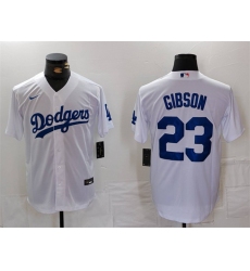 Men's Los Angeles Dodgers #23 Kirk Gibson White Cool Base Stitched Baseball Jersey