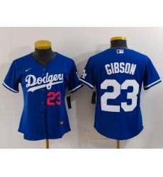 Women's Los Angeles Dodgers #23 Kirk Gibson Number Blue Cool Base Stitched Jersey