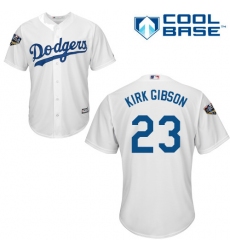 Youth Majestic Los Angeles Dodgers #23 Kirk Gibson Authentic White Home Cool Base 2018 World Series MLB Jersey