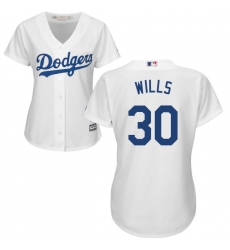 Women's Majestic Los Angeles Dodgers #30 Maury Wills Replica White Home Cool Base MLB Jersey