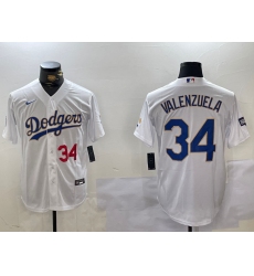 Men's Los Angeles Dodgers #34 Fernando Valenzuela Number White Gold Championship Stitched Cool Base Nike Jersey