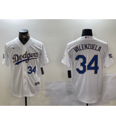 Men's Los Angeles Dodgers #34 Fernando Valenzuela Number White Gold Championship Stitched Cool Base Nike Jerseys