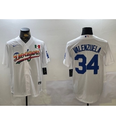 Men's Los Angeles Dodgers #34 Fernando Valenzuela white Authentic Collection Stitched MLB Jersey