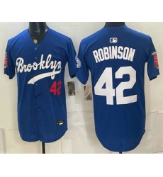 Men's Los Angeles Dodgers #42 Jackie Robinson Blue 1955 Throwback Jersey