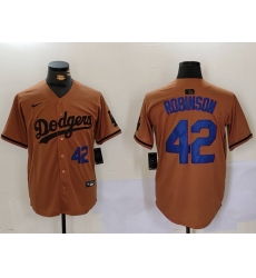 Men's Los Angeles Dodgers #42 Jackie Robinson Number Olive Cool Base Limited Stitched Jerseys