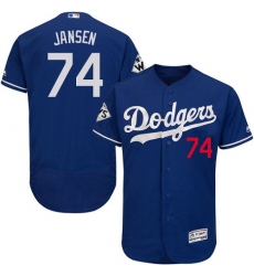 Men's Majestic Los Angeles Dodgers #74 Kenley Jansen Authentic Royal Blue Alternate 2017 World Series Bound Flex Base MLB Jersey