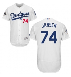 Men's Majestic Los Angeles Dodgers #74 Kenley Jansen Authentic White Home 2017 World Series Bound Flex Base MLB Jersey
