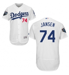 Men's Majestic Los Angeles Dodgers #74 Kenley Jansen White Home Flex Base Authentic Collection 2018 World Series MLB Jersey