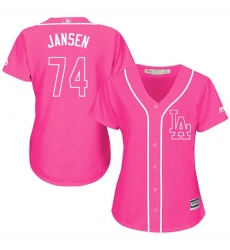 Women's Majestic Los Angeles Dodgers #74 Kenley Jansen Authentic Pink Fashion Cool Base MLB Jersey