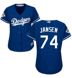 Women's Majestic Los Angeles Dodgers #74 Kenley Jansen Authentic Royal Blue Alternate 2017 World Series Bound Cool Base MLB Jersey