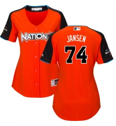 Women's Majestic Los Angeles Dodgers #74 Kenley Jansen Replica Orange National League 2017 MLB All-Star MLB Jersey