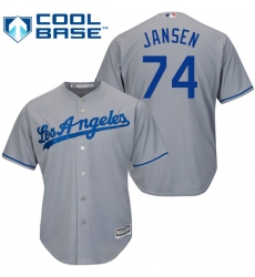 Youth Majestic Los Angeles Dodgers #74 Kenley Jansen Replica Grey Road Cool Base MLB Jersey
