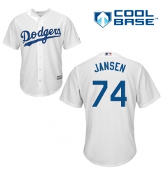 Youth Majestic Los Angeles Dodgers #74 Kenley Jansen Replica White Home Cool Base MLB Jersey