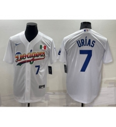 Men's Los Angeles Dodgers #7 Julio Urias Rainbow Blue White Mexico Cool Base Nike Jersey
