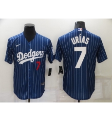 Men's Nike Los Angeles Dodgers #7 Julio Urias Blue Stripes Authentic Jersey