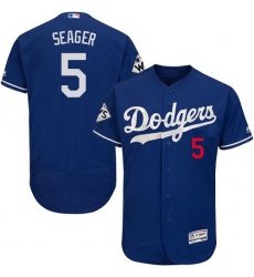 Men's Majestic Los Angeles Dodgers #5 Corey Seager Authentic Royal Blue Alternate 2017 World Series Bound Flex Base MLB Jersey