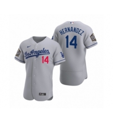 Men's Los Angeles Dodgers #14 Enrique Hernandez Nike Gray 2020 World Series Authentic Road Jersey