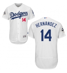 Men's Majestic Los Angeles Dodgers #14 Enrique Hernandez Authentic White Home 2017 World Series Bound Flex Base MLB Jersey