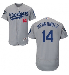 Men's Majestic Los Angeles Dodgers #14 Enrique Hernandez Gray Alternate Flex Base Authentic Collection 2018 World Series MLB Jersey