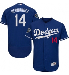 Men's Majestic Los Angeles Dodgers #14 Enrique Hernandez Royal Blue Flexbase Authentic Collection 2018 World Series MLB Jersey