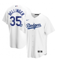 Men's Los Angeles Dodgers #35 Cody Bellinger Nike White 2020 World Series Champions Home Patch Replica Player Jersey